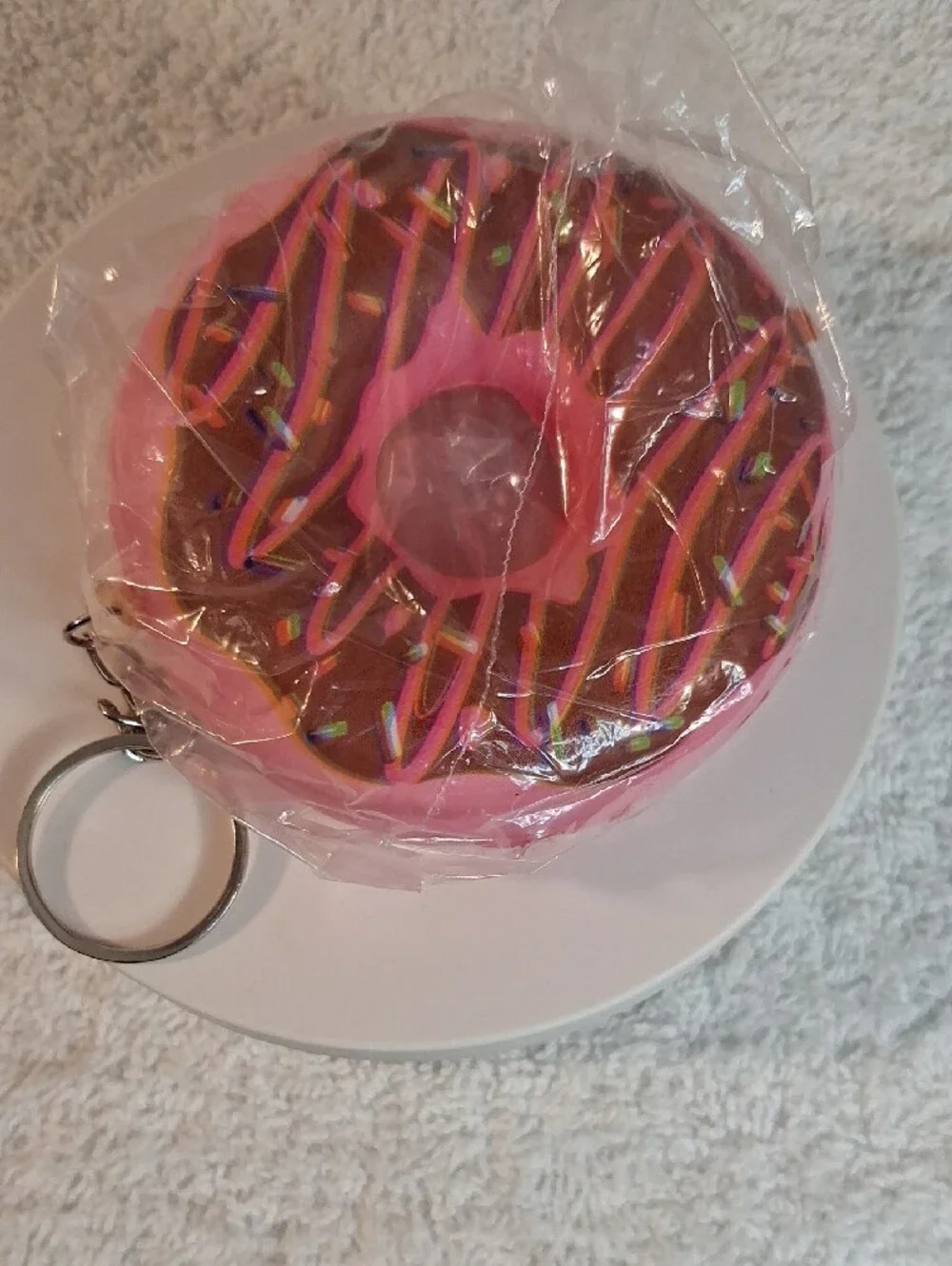 Pink Donut Keychain Squishy Stress Toy